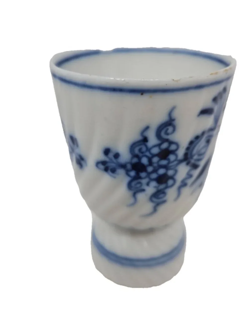 Antique 19th Century German Meissen Style Blue Onion Double Egg Cup Hand Painted
